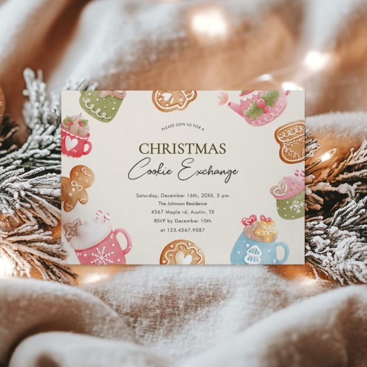 パステルよくはしゃぐクリスマスクッキー交換パーティー 招待状