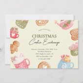 パステルよくはしゃぐクリスマスクッキー交換パーティー 招待状 (正面)