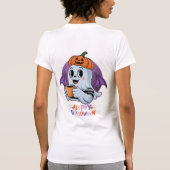 パステルよくはしゃぐボウとHのピンクと白の幽霊 Tシャツ (裏面)