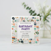 パステルよくはしゃぐ子供の誕生日 招待状 (スタンド正面)