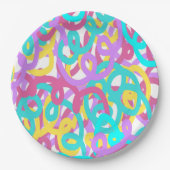 パステルらせん状抽象芸術プリント ペーパープレート (正面)