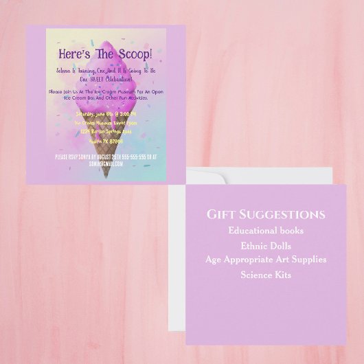 パステルアイスクリームコーンドリップ 招待状