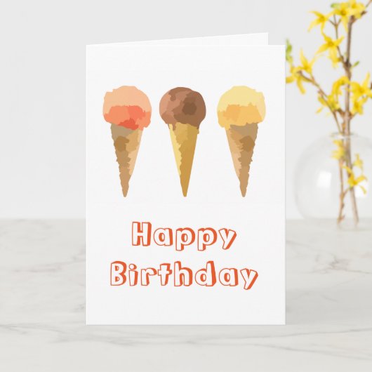 パステルアイスクリームサマーシャーベット誕生日 カード (黄色い花)