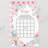 パステルアイスクリームフラワーベビーシャワービンゴゲーム (正面/裏面)