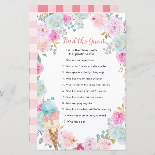 パステルアイスクリームフローラを見つけるゲストゲーム (正面/裏面)