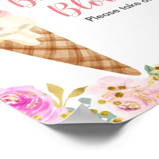 パステルアイスクリームフローラベビーイン開花標識 ポスター (角)