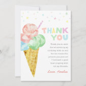 パステルアイスクリーム誕生日サンキューカード 招待状 (正面)