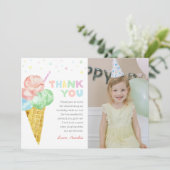 パステルアイスクリーム誕生日フォトサンキューカード 招待状 (スタンド正面)