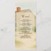 パステルアイボリーブルーケープコッドコースタルス結婚ディナー プログラム (正面)