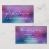 パステルアイリディセント箔ブルー、パープルとティール(緑がかった色) 名刺 (正面/裏面)