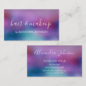 パステルアイリディセント箔ブルー、パープルとティール(緑がかった色) 名刺 (正面/裏面)