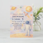 パステルアウタースペース誕生日招待状 招待状 (スタンド正面)