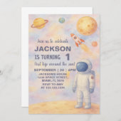 パステルアウタースペース誕生日招待状 招待状 (正面/裏面)