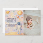 パステルアウタースペース誕生日招待状 招待状 (正面/裏面)