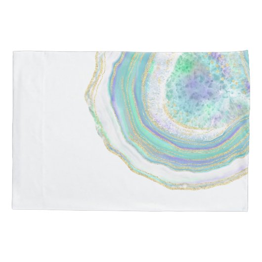 パステルアクアとパープルアガテパターン 枕カバー (裏面-左)