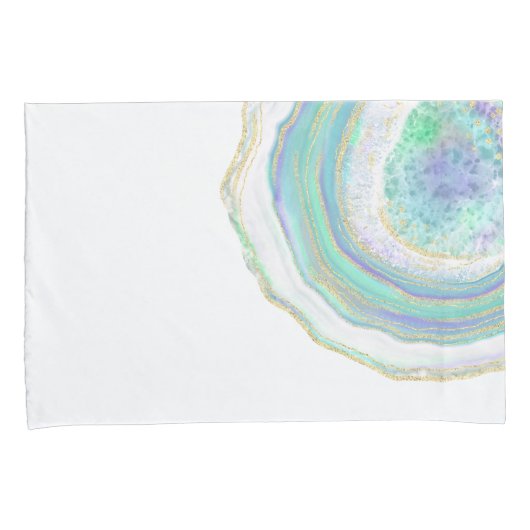 パステルアクアとパープルアガテパターン 枕カバー (正面右)