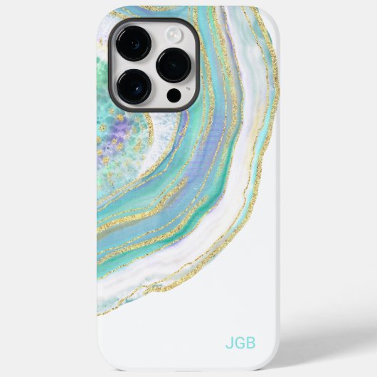 パステルアクアとパープルアゲイトとモノグラム Case-Mate iPhoneケース (裏面)