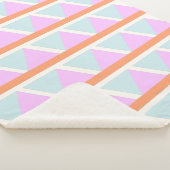 パステルアクアとピンクの幾何三角形パターン シェルパブランケット (3/4)