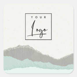 パステルアクアクラフトマウンテンウェーブラストエッジロゴ スクエアシール
