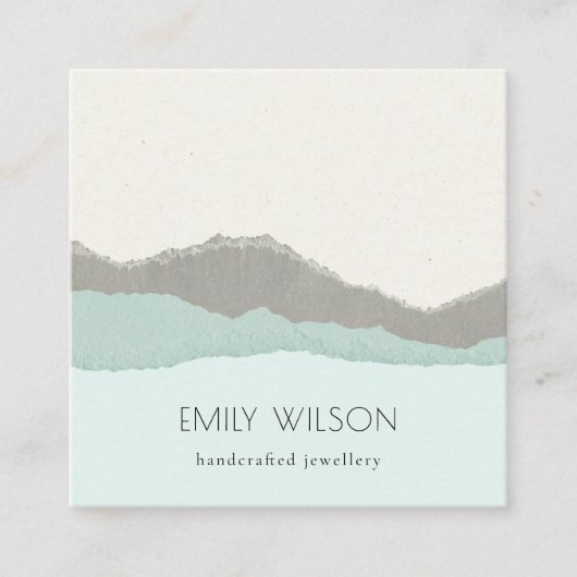 パステルアクアクラフトマウンテンウェーブレビューのリクエスト スクエア名刺 (正面)