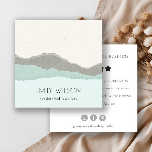 パステルアクアクラフトマウンテンウェーブレビューのリクエスト スクエア名刺