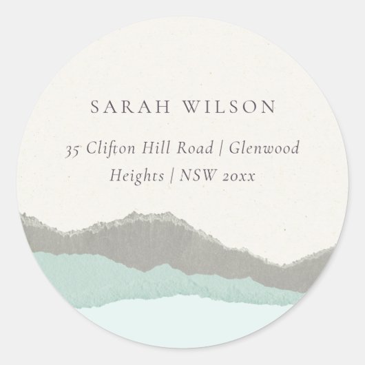 パステルアクアグレークラフトマウンテンウェーブアドレス ラウンドシール (正面)