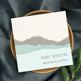 パステルアクアグレークラフトマウンテンウェーブラストエッジ スクエア名刺