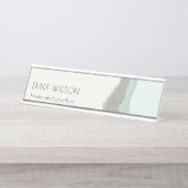 パステルアクアグレークラフトマウンテンウェーブラストエッジ デスクネームプレート (正面)