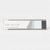 パステルアクアグレークラフトマウンテンウェーブラストエッジ デスクネームプレート (正面)