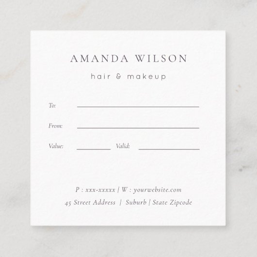 パステルアクアグレークラフトマウンテンギフト証明書 スクエア名刺 (裏面)