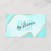 パステルアクアゴールドグリッターアゲートヘアスタイリストサロン 名刺 (裏面)