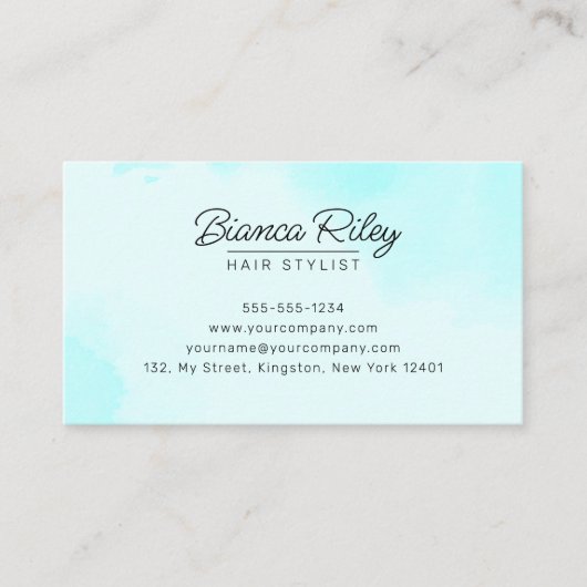 パステルアクアゴールドグリッターアゲートヘアスタイリストサロン 名刺 (正面)