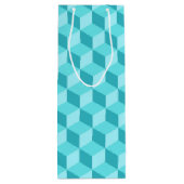 パステルアクアジオメトリックキューブパターン ワインギフトバッグ (裏面)