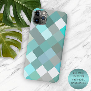 パステルアクアターコイズ翡翠グリーンピクセルブロックアート iPhone 11 PRO MAXケース