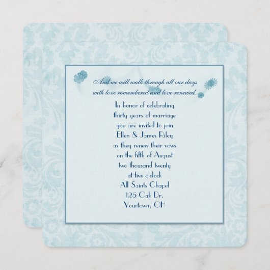 パステルアクアダマスク誓いの更新 招待状 (正面/裏面)