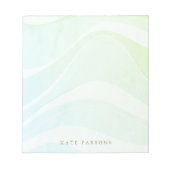 パステルアクアトロピカルレトロウォーターカラーウェーブズ ノートパッド (正面)