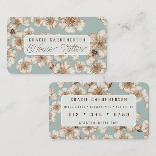 パステルアクアフラスハウスシッター名刺 名刺 (正面/裏面)