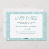 パステルアクアフローラルパターンフォトハッピーイースター シーズンカード (裏面)