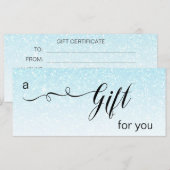 *~*パステルアクアブルーグリッタートレンディーギフトカード (正面/裏面)