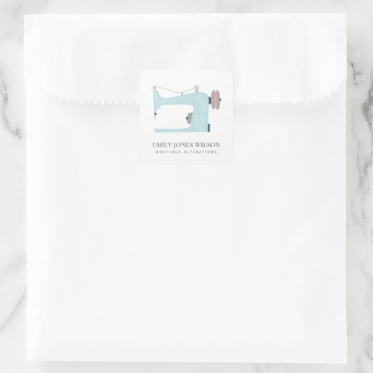 パステルアクアブルー桃ピンク裁縫マシンテーラー スクエアシール (バッグ)