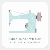 パステルアクアブルー桃ピンク裁縫マシンテーラー スクエアシール (正面)