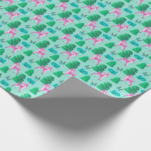 パステルアクアヴィンテージレトロクリスマストインデア ラッピングペーパー (角)