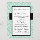 パステルアクア及びクリームフルーアエレガントダマスク 招待状 (正面/裏面)