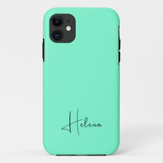 パステルアクア無地のカラーミニマリストパーソナライズ Case-Mate iPhoneケース (裏面)