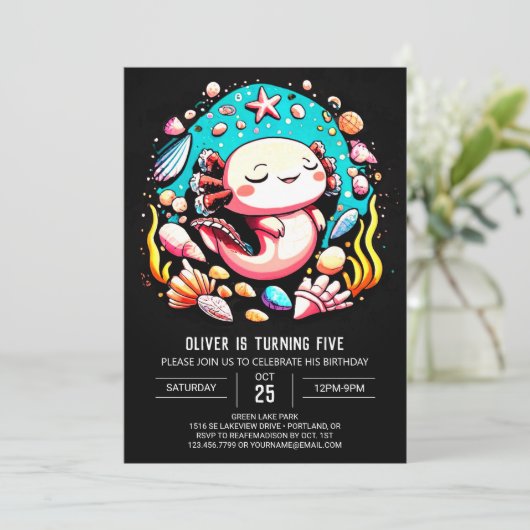 パステルアクソロテルアンダーザシー誕生祝い 招待状 (スタンド正面)