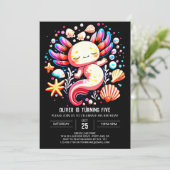 パステルアクソロトルモダン誕生日 招待状 (スタンド正面)