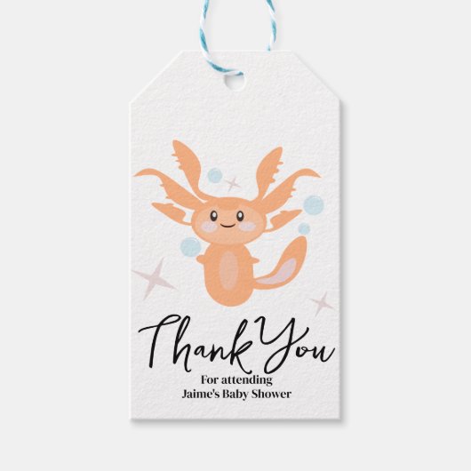 パステルアクソロトル海クリーチャーベビーシャワー ギフトタグ (正面)