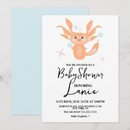 パステルアクソロトル海クリーチャーベビーシャワー 招待状