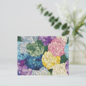 パステルアジサイの花のステンドグラス風デザイン ポストカード (スタンド正面)