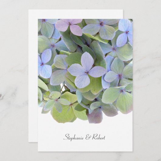 パステルアジサイ結婚式招待状グレイ文字 招待状 (正面/裏面)